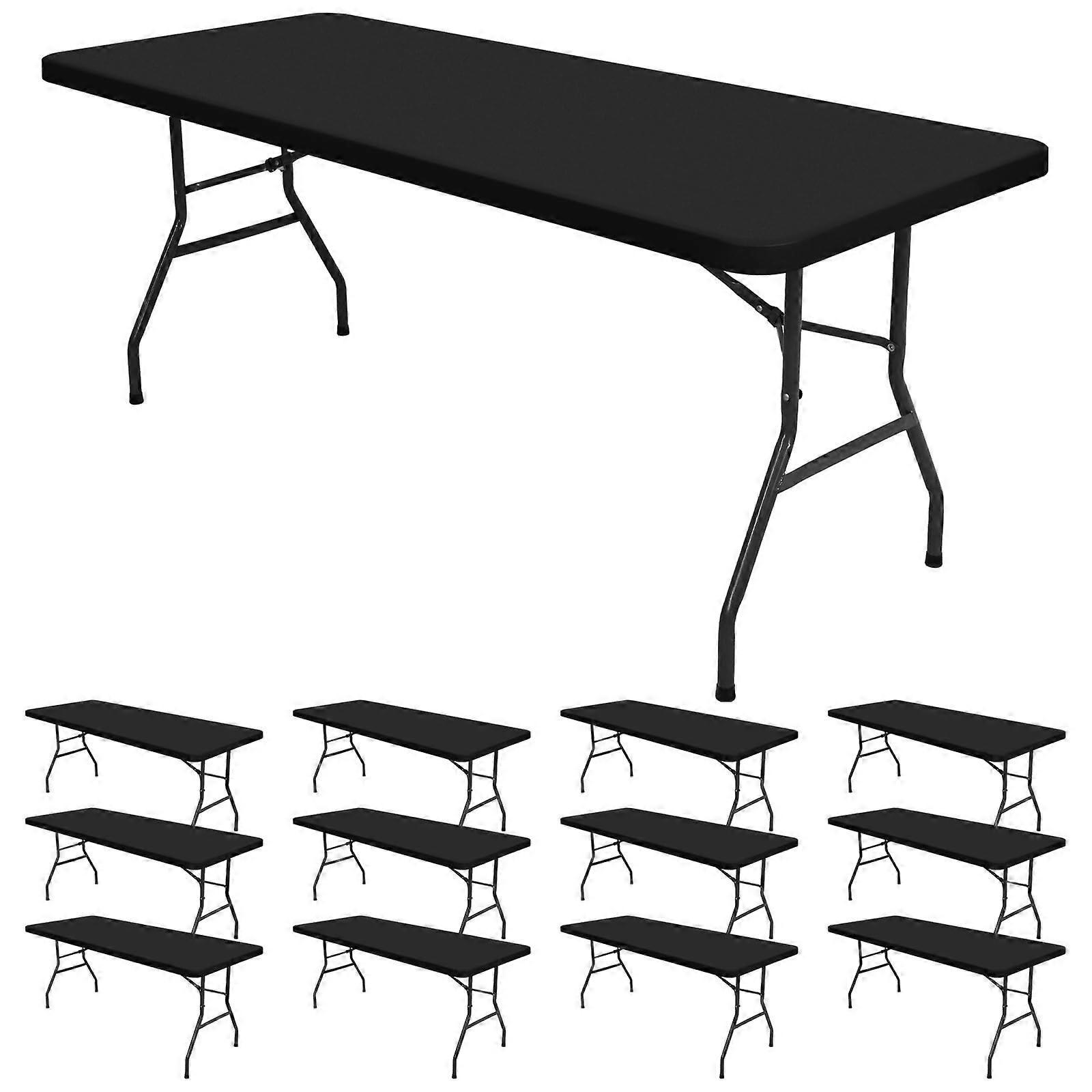 8ft Fitted Tablecloth Black Spandex Cover, WrinkleResistant Elastic Rectangle 30x96 Washable