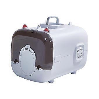 Cat Carrier with Builtin Light, Ventilated Clear Window, 20lb Max, 2in1 Door Bowl, Style C