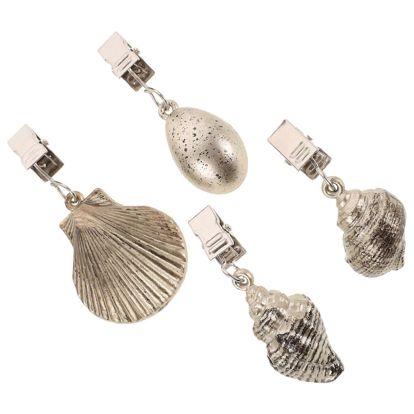 Assorted Color Tablecloth Weights with Shell Pendant for Table Cover 4Pcs