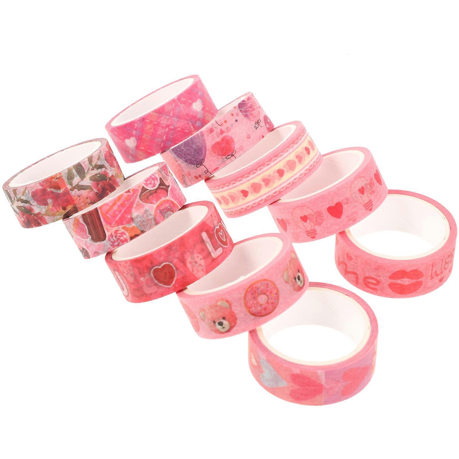Assorted Color Washi Tape 10 Rolls for Valentine's Day Craft Projects
