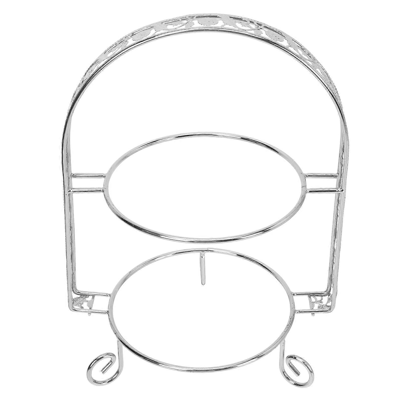 Double-Layer Cake Rack Creative Display Stand for Storage 1Pcs Silver Iron