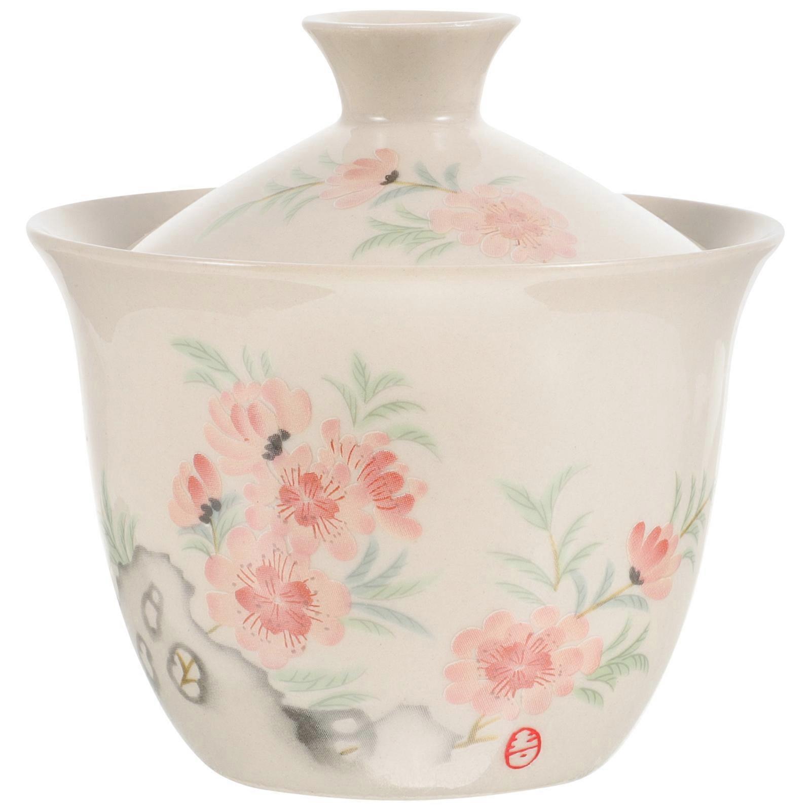 Decorative Ceramic Tea Brewing Cup with Lid for Daily Tea Use