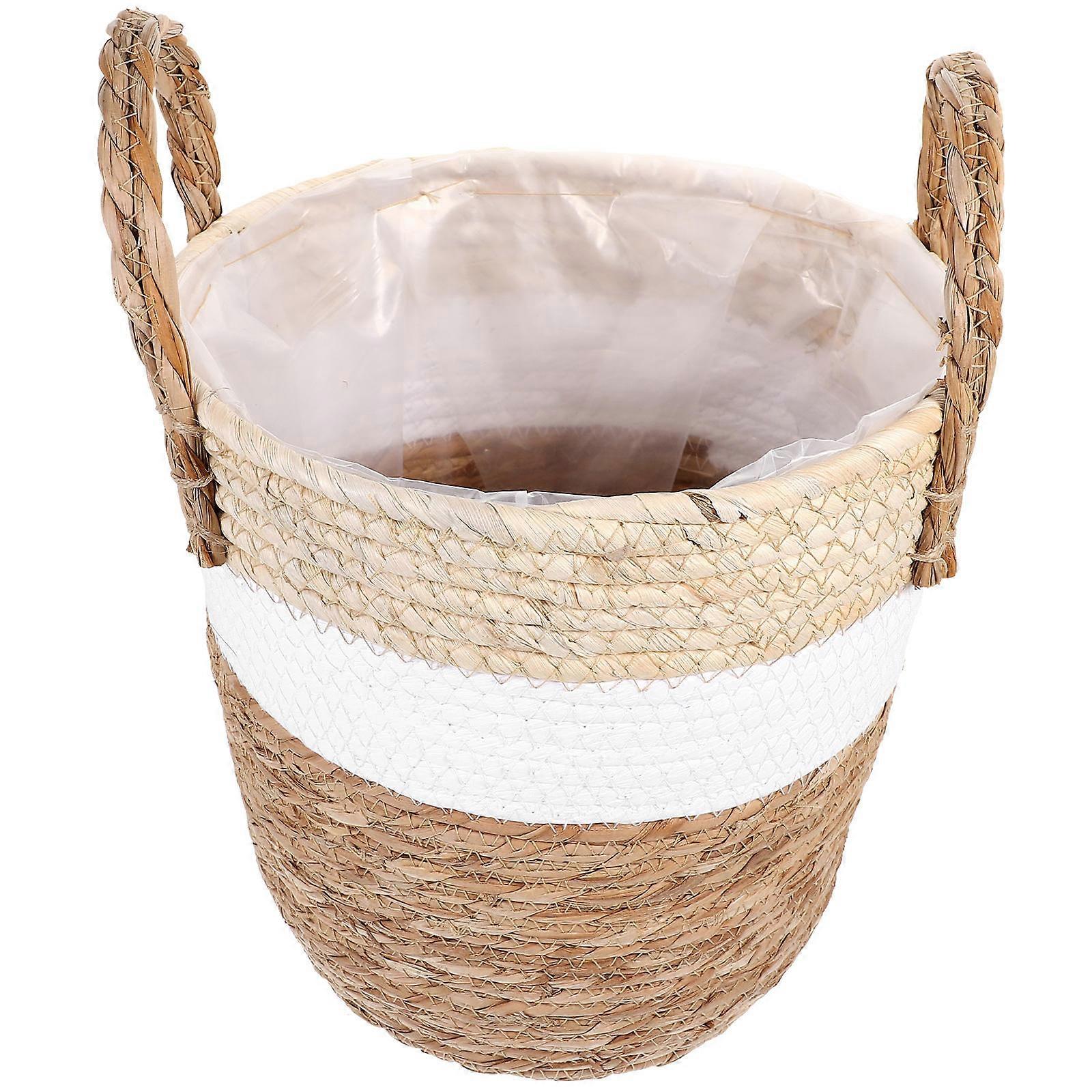 Grass Woven Basket Decorative Flower Arrangement for Storage Use Rustic Style