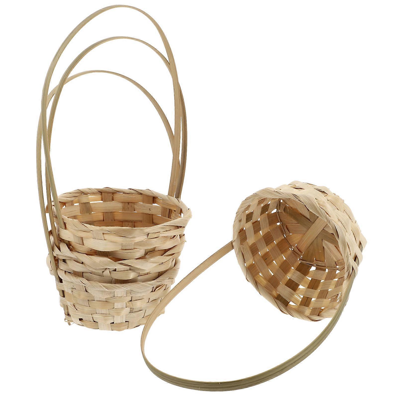 Practical Bamboo Weaving Picnic Basket for Storage Use 4Pcs Beige Basket