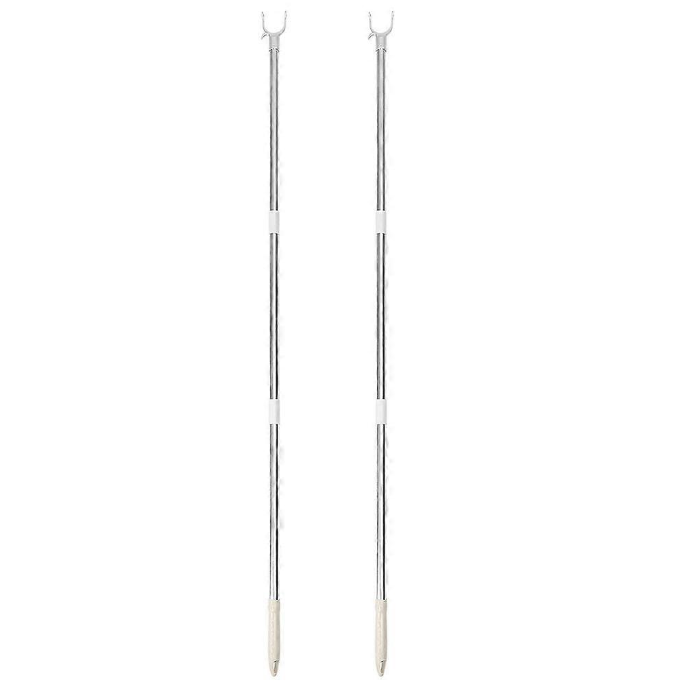 Clothes Reaching Rods Adjustable Length Clothes Drying Tool White 2Set