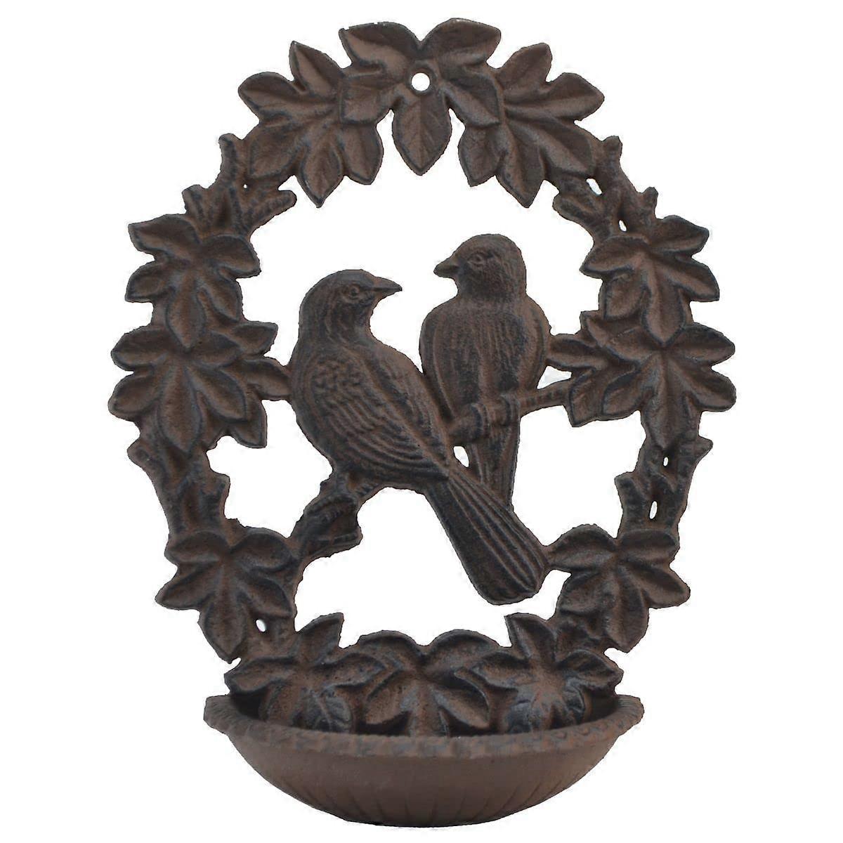 Alimentador e bebedouro de parede 2 em 1 para pássaros pequenos, feito de ferro fundido resistente, com 24,8 cm (9,75 polegadas).