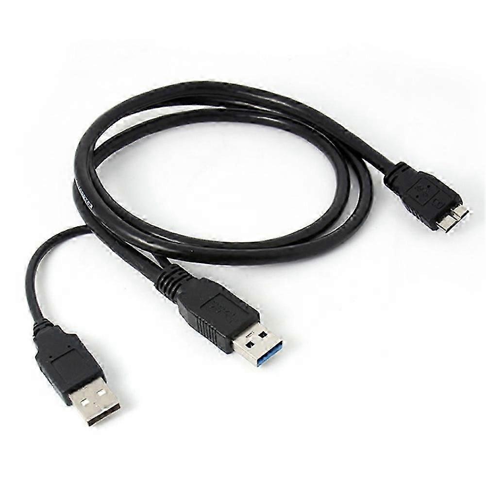 A Double A Micro USB B 3.0 Y-Cable Move Hard Drive Cable Black