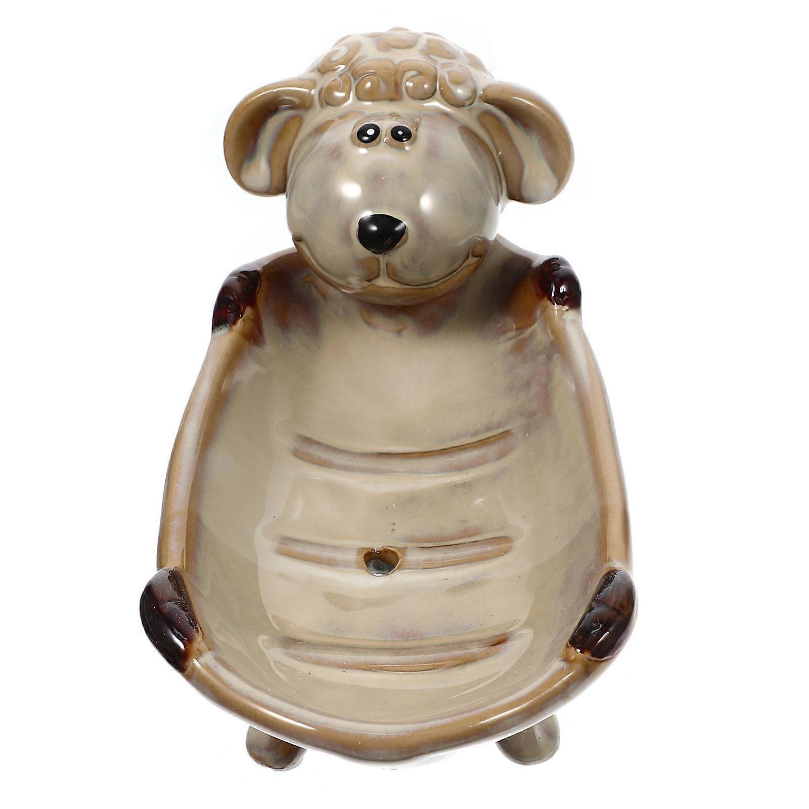 Cartoon Animals Ceramic Soap Box for Storage 3Pcs Soap Dish Set