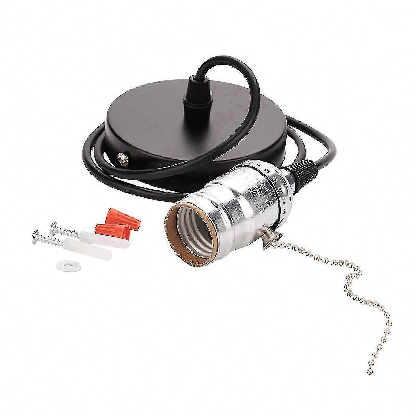 E27 Retro Pendant Lamp with Pull Chain Switch Ceiling Mount Base 2025