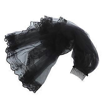 Voile double couche en dentelle noire, accessoire pour cheveux, accessoire pour cosplay, mariage, avec peigne, pour photographie et fête