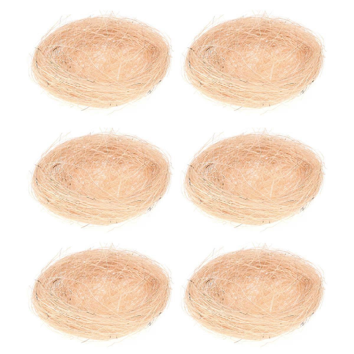 Simulation Hemp Thread Chicken Coop for Easter Decoration 6Pcs Set Beige Color