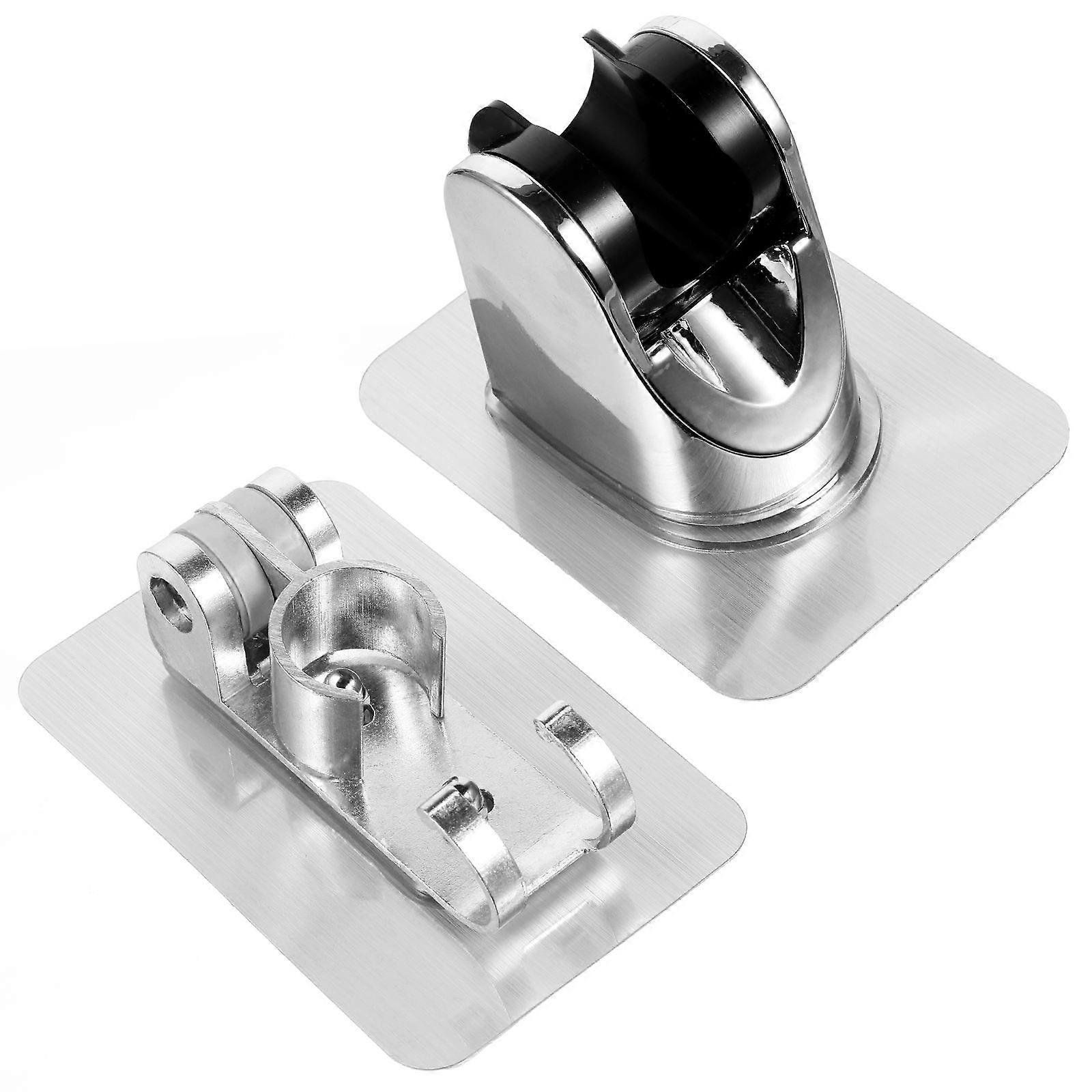Silver Shower Head Holder with Hook Bathroom Shower Head Bracket 2Pcs