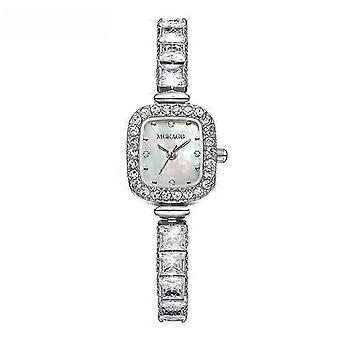 MOKAGO Women's Luxury Diamond Square Watch - Elegant Pearl Dial with Crystal Bezel & Bracelet - Timeless Fashion