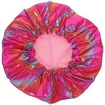 Peva Waterproof Shower Cap Double-Layer Hair Bonnet for Home Use