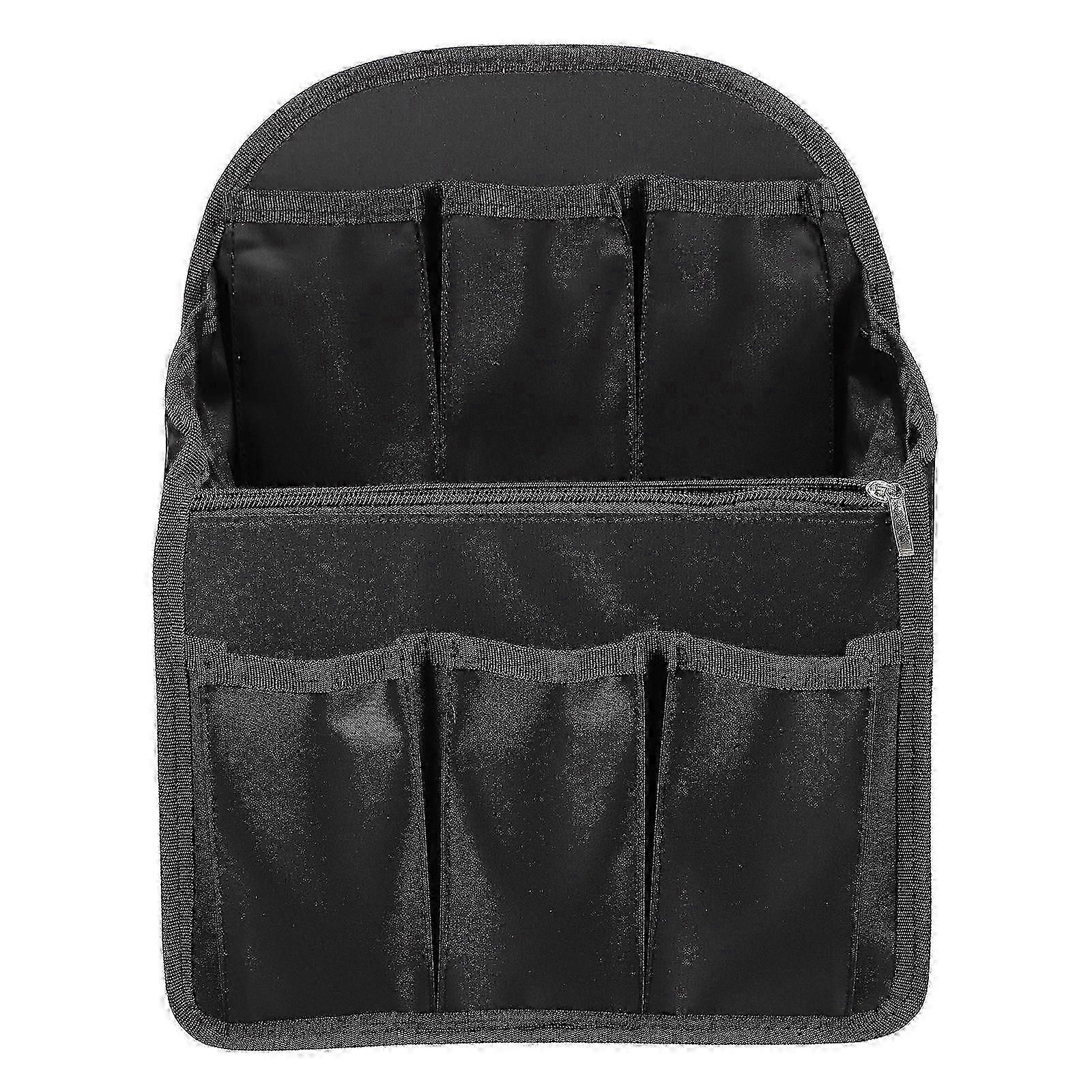 Multi-Slot Backpack Organizer Insert, Lightweight Nylon Interior Bag, Fits Most Backpacks, Black