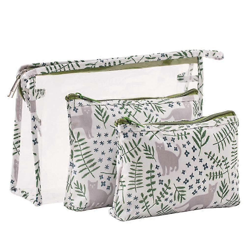 Waterproof Pvc Patterned Multi-functional Cosmetic Bag Practical 3 Pieces Set