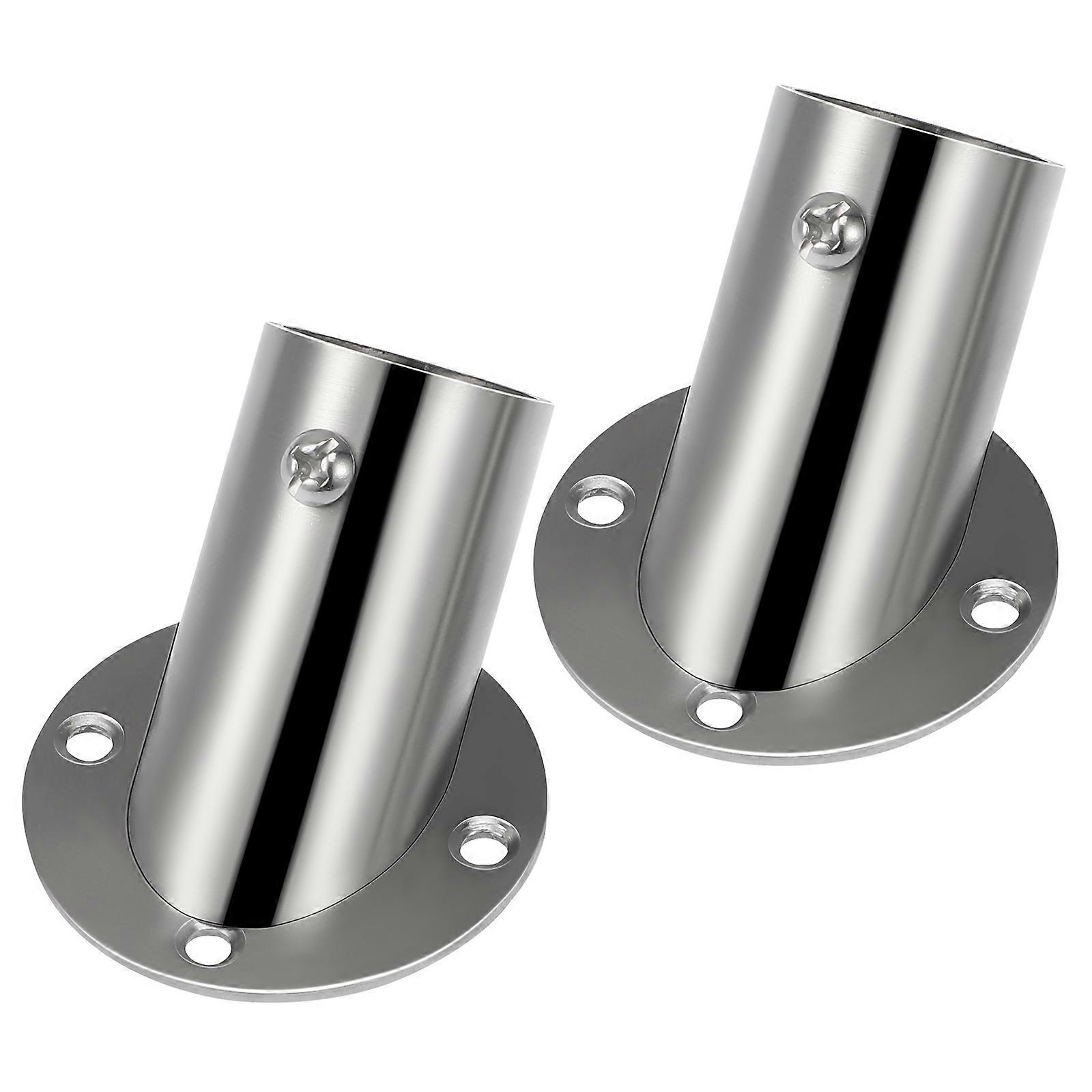 2Pcs Stable Socket Bracket Support Holder Stainless Closet Rod Flanges