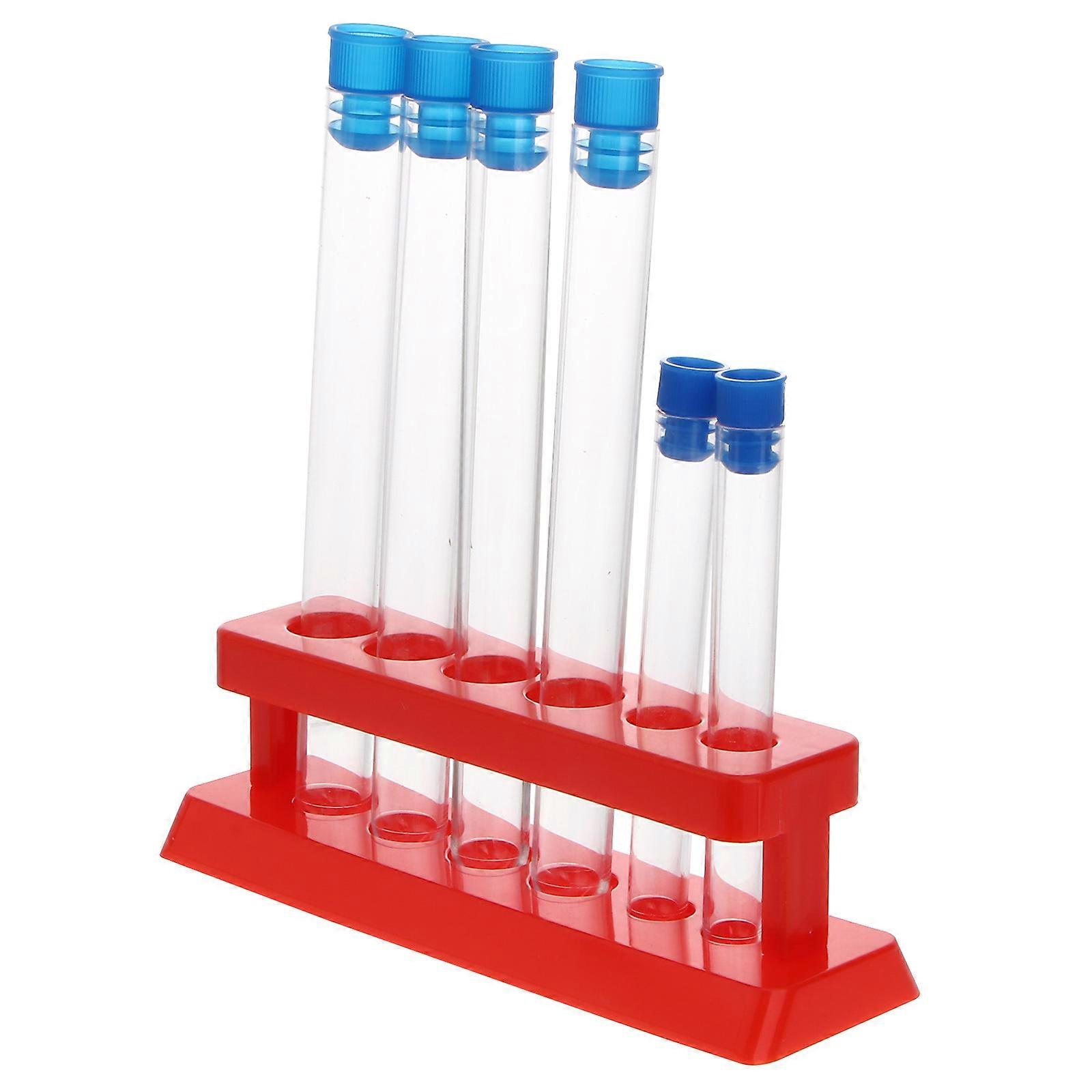 1 Set Plastic Test Tubes with Storage Rack Scientific Experiment Accessories