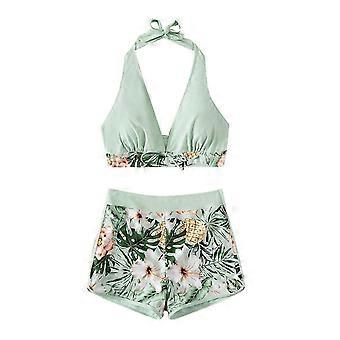 Female Sexy Beach Bikini Fashion Style Knotted Backless Bikini Swimsuit Women High Waist Lacing Bikini Suit Swimsuit 5 S