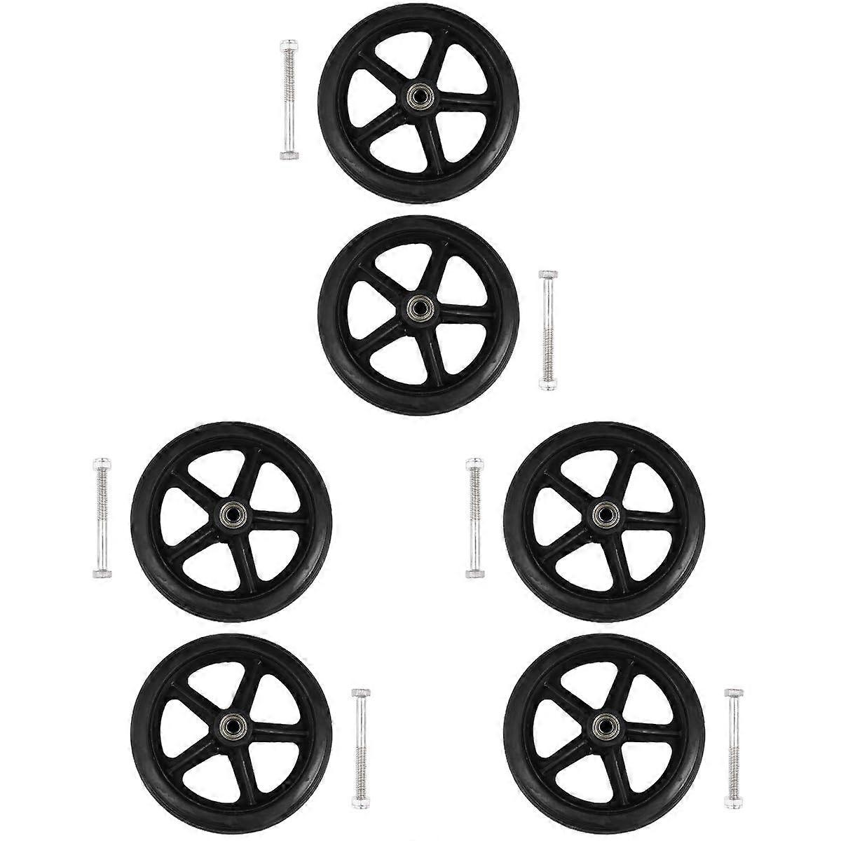6pcs Solid Wheelchair Front Wheels with Bearings for Smooth Mobility, Reliable Replacement Set