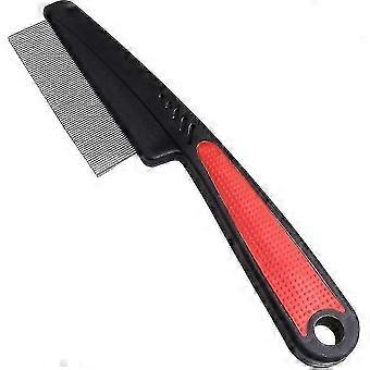Ruberized Handle Flea Comb for Easy Grip on Long-haired Dogs and Cats