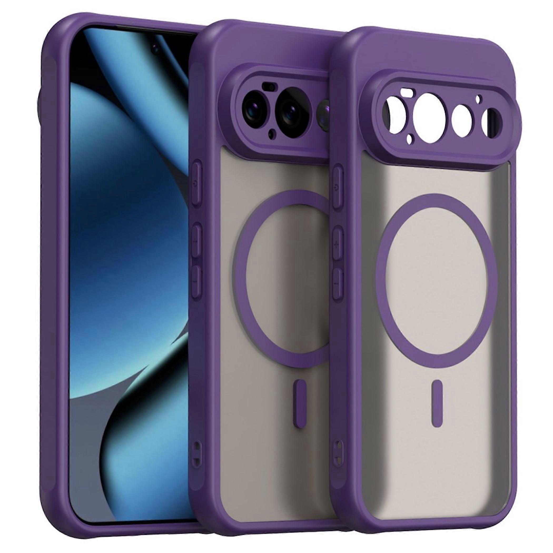MagSafe Phone Case for Google Pixel 11 Pro, Silicone Camera Protector, Matte Purple