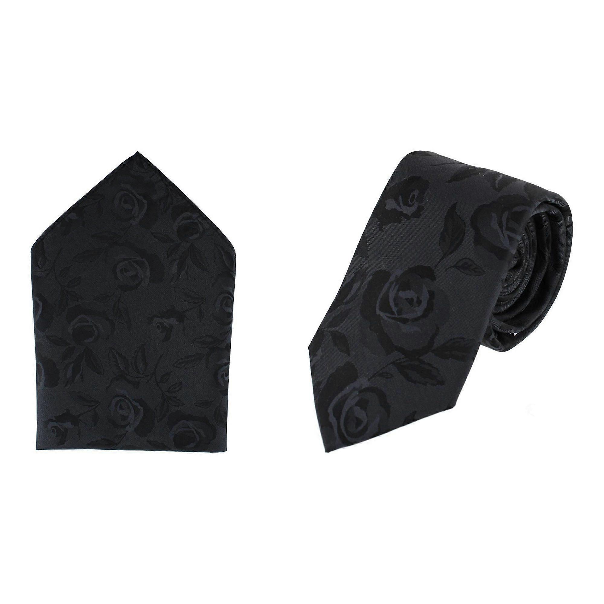Rose Print Tone on Tone Tie & Pocket Square Bundle
