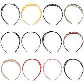 Faixas de cabelo coloridas em formato de coração, de plástico, para mulheres, faixas de cabelo largas, pacote com 12 peças.