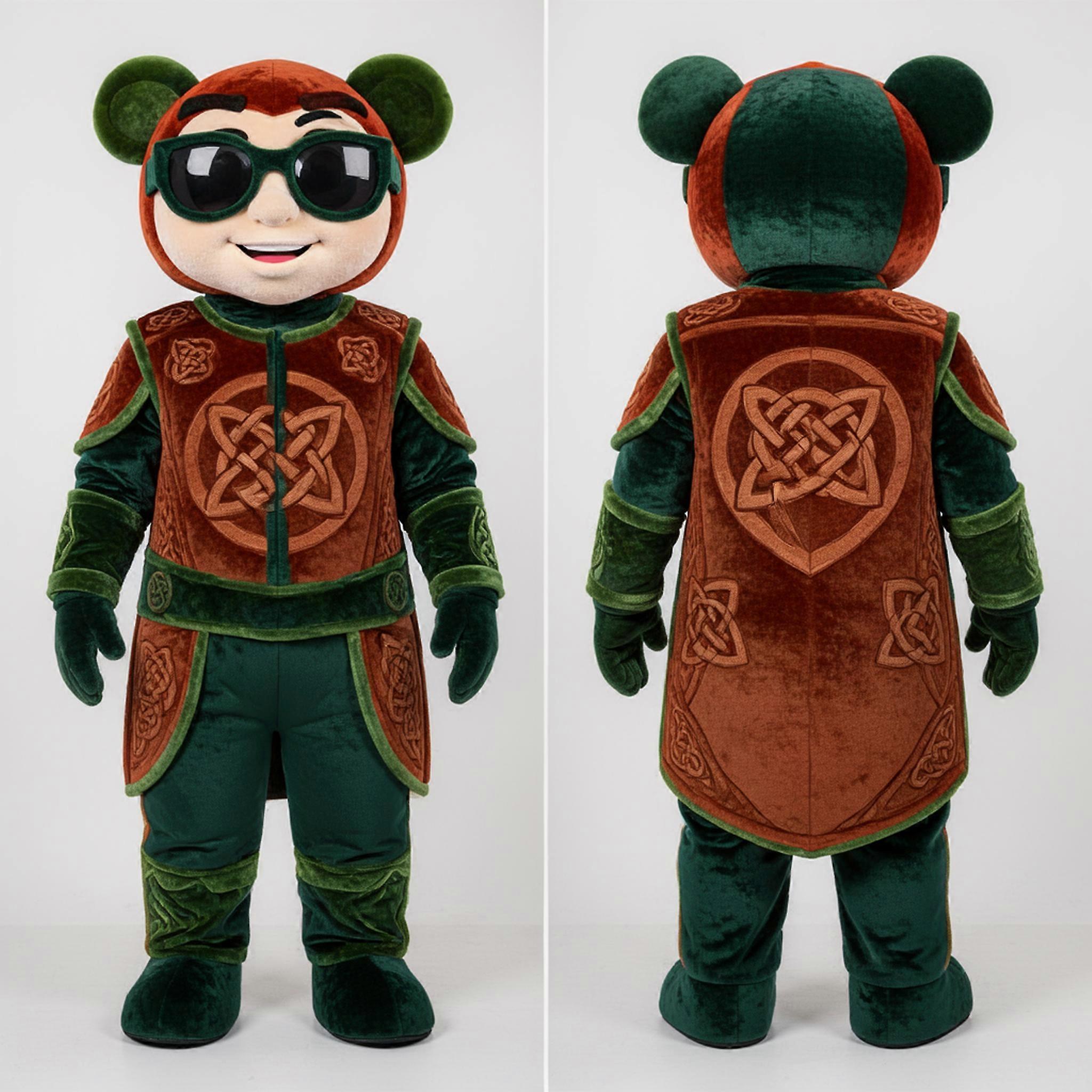 MASTICOT Rust Orange Broad Shouldered Celtic Shield Mascot