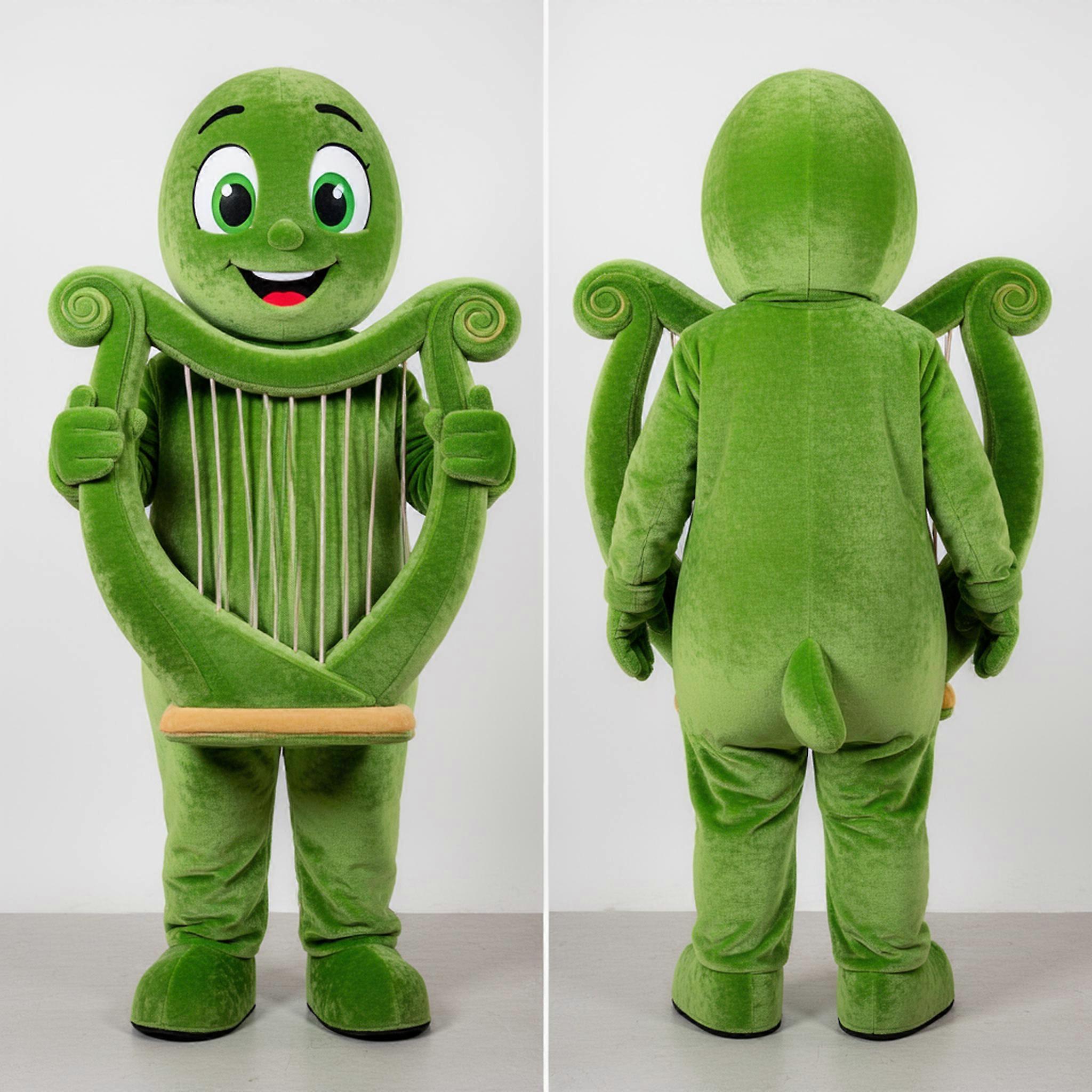 MASTICOT Emerald Green Vibrant Celtic Harp Mascot