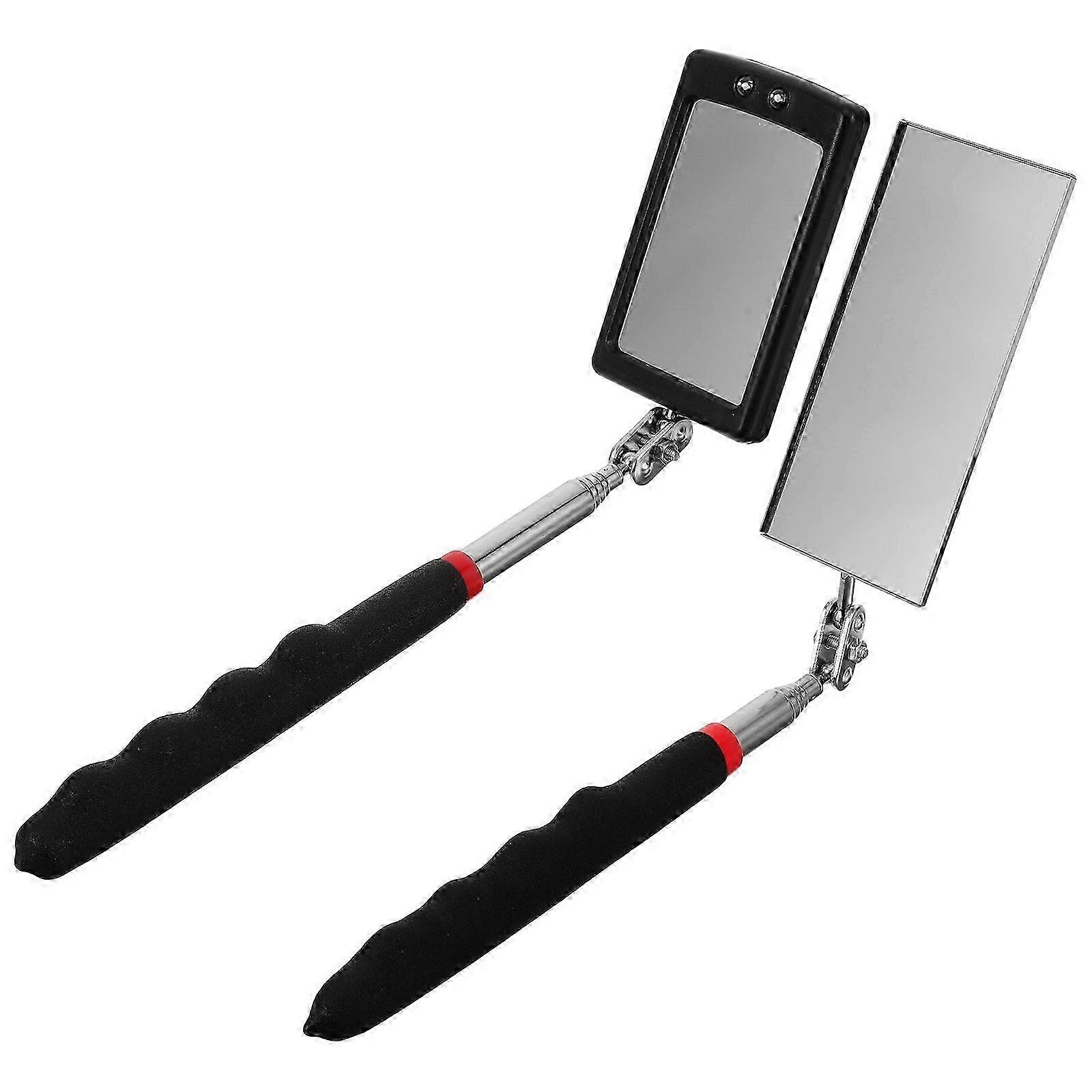 2pcs Auto Inspection Mirror Flexible Telescoping Mirror Square LED Mirror