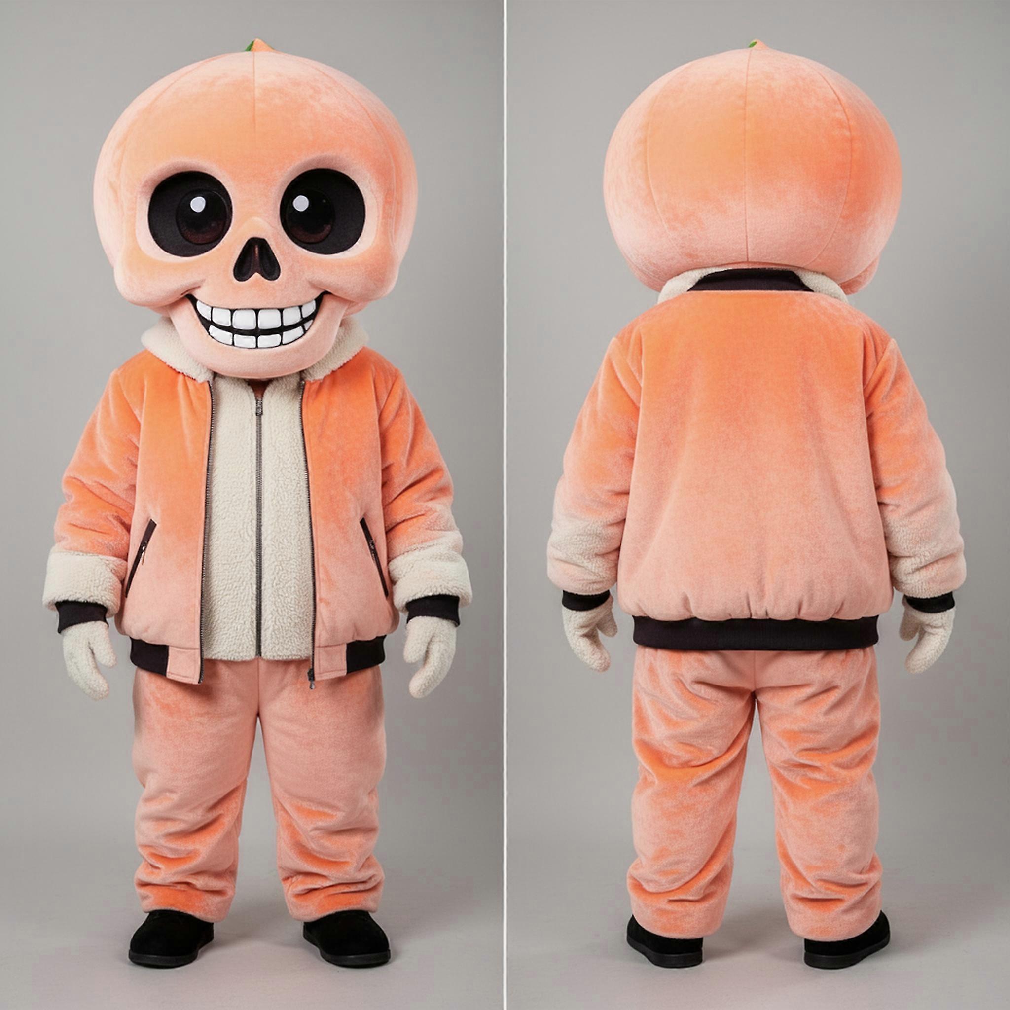MASTICOT Peach Grinning Skull Mascot