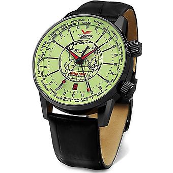 Vostok europe gaz-14 limousine world timer Automatic Analog Man watch with cowhide bracelet 2426/5604240