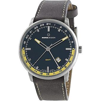 Momodesign essenziale gmt Quarz Analog Man Uhr mit Kuhfell Armband MD6005SS-32