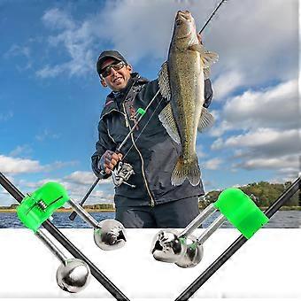 Pack of 10 Green Spring-Loaded Clip Fishing Rod Alarms with Silver Tone Bells for Night Fishing