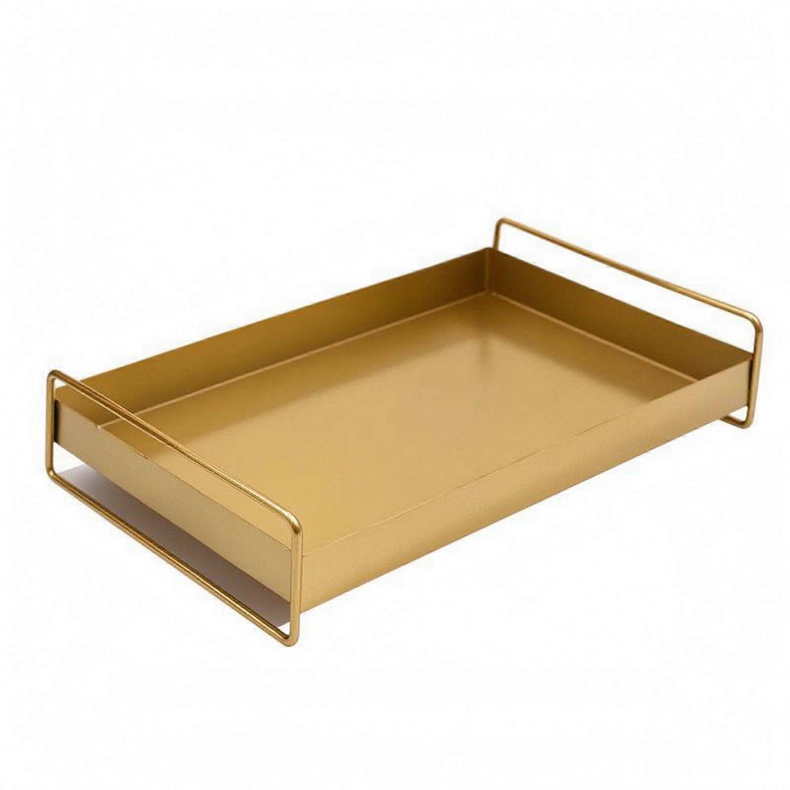 Rectangular Serving Tray Multi-Purpose Gold Handle Tray Spill Resistant