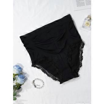 New lace-edged high-waisted underwear women's hip-wrapped large pants, anti-leg women's briefs, breathable maternity underwear
