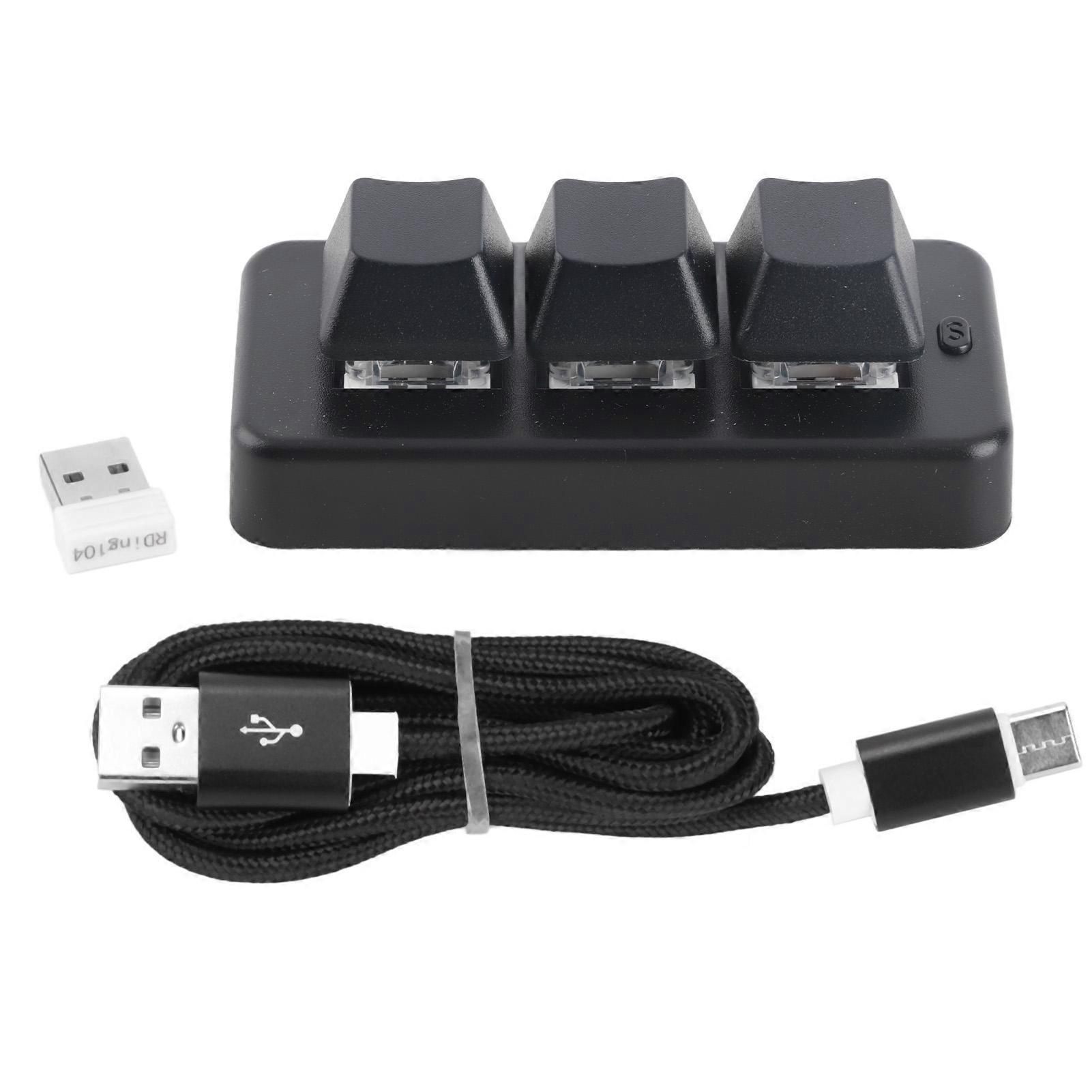 3 Keys Keyboard RGB Backlight USB 2.4g Wireless Three Button Three Mode Mini Programming Mechanical Keyboard
