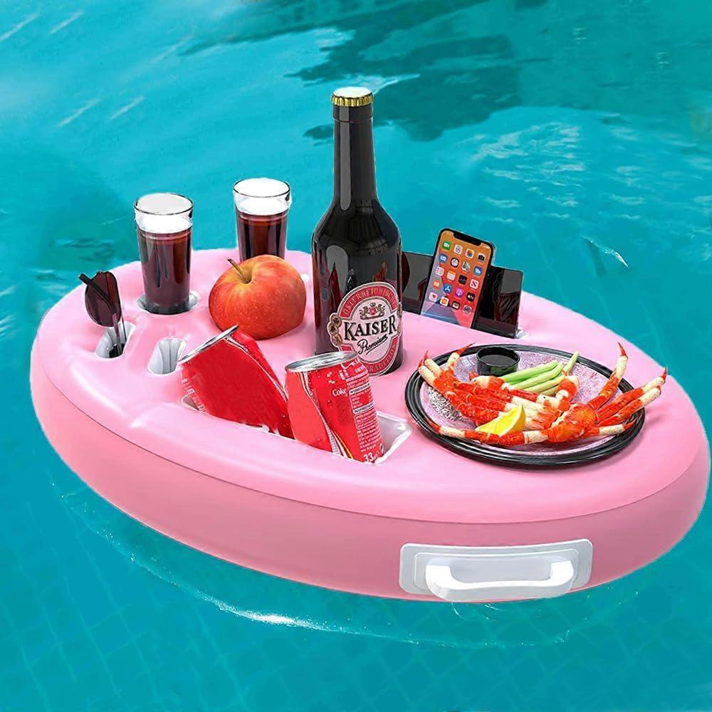 Floating Pool Tray for Drinks and Snacks, Stable Floating Surface, Easy Clean Inflatable Drink Holder