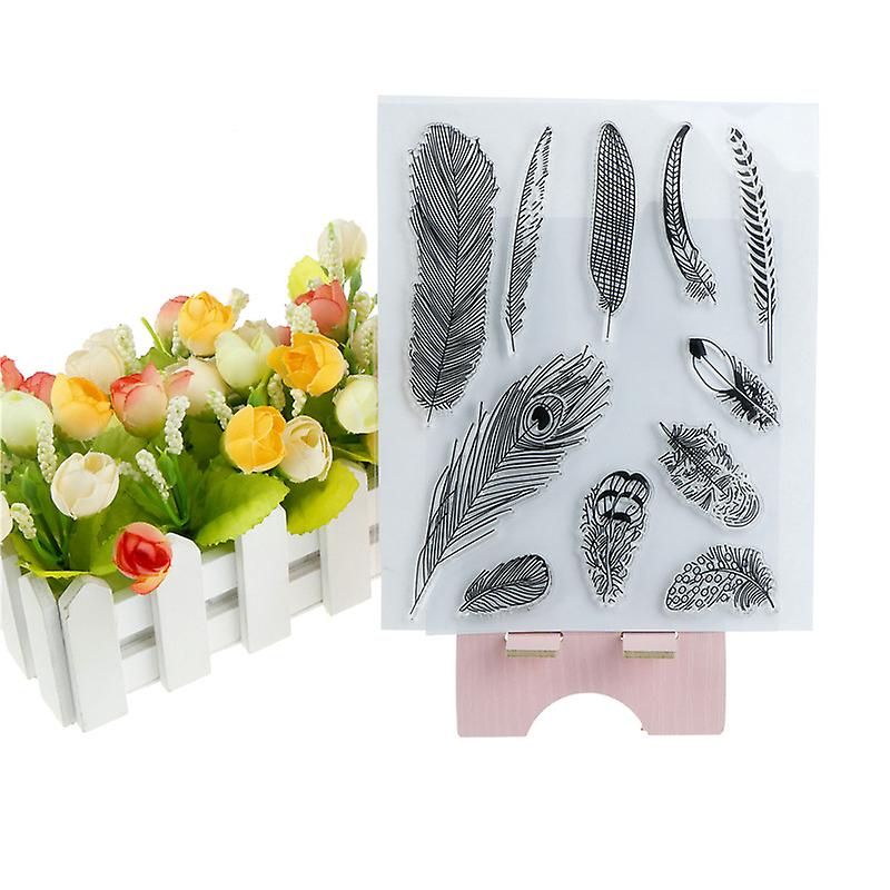 Creative Feather Shape Rubber Stamp Scrapbooking Photo Album Decor