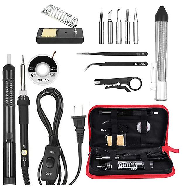 14 In 1 Soldering Iron 60w Adjustable Temperature Welding Soldering Iron With On/off Switch 5pcs Soldering Tips Solder Sucker
