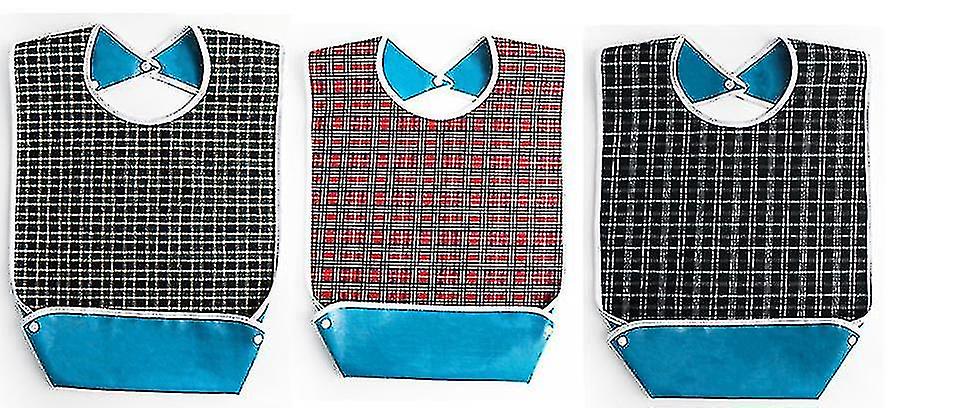 3 Pack Reusable Adult Dining Bib, Clothing Protector With Crumb Catche