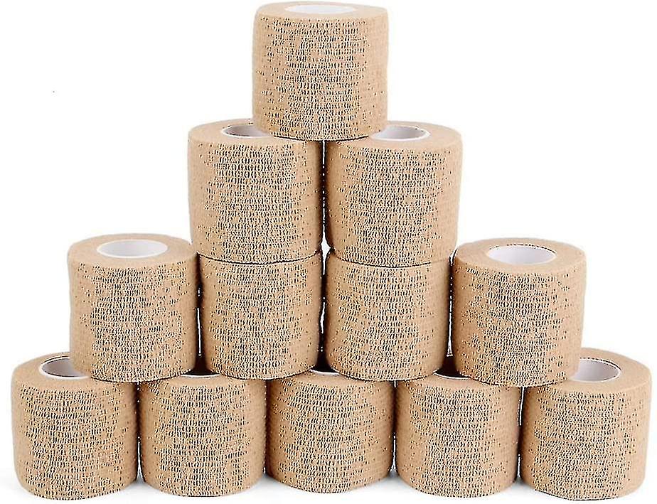 Selbstklebende Bandagen Kohäsive Wicklung, 12 Rollen 2 Zoll 5 Meter stark elastisch