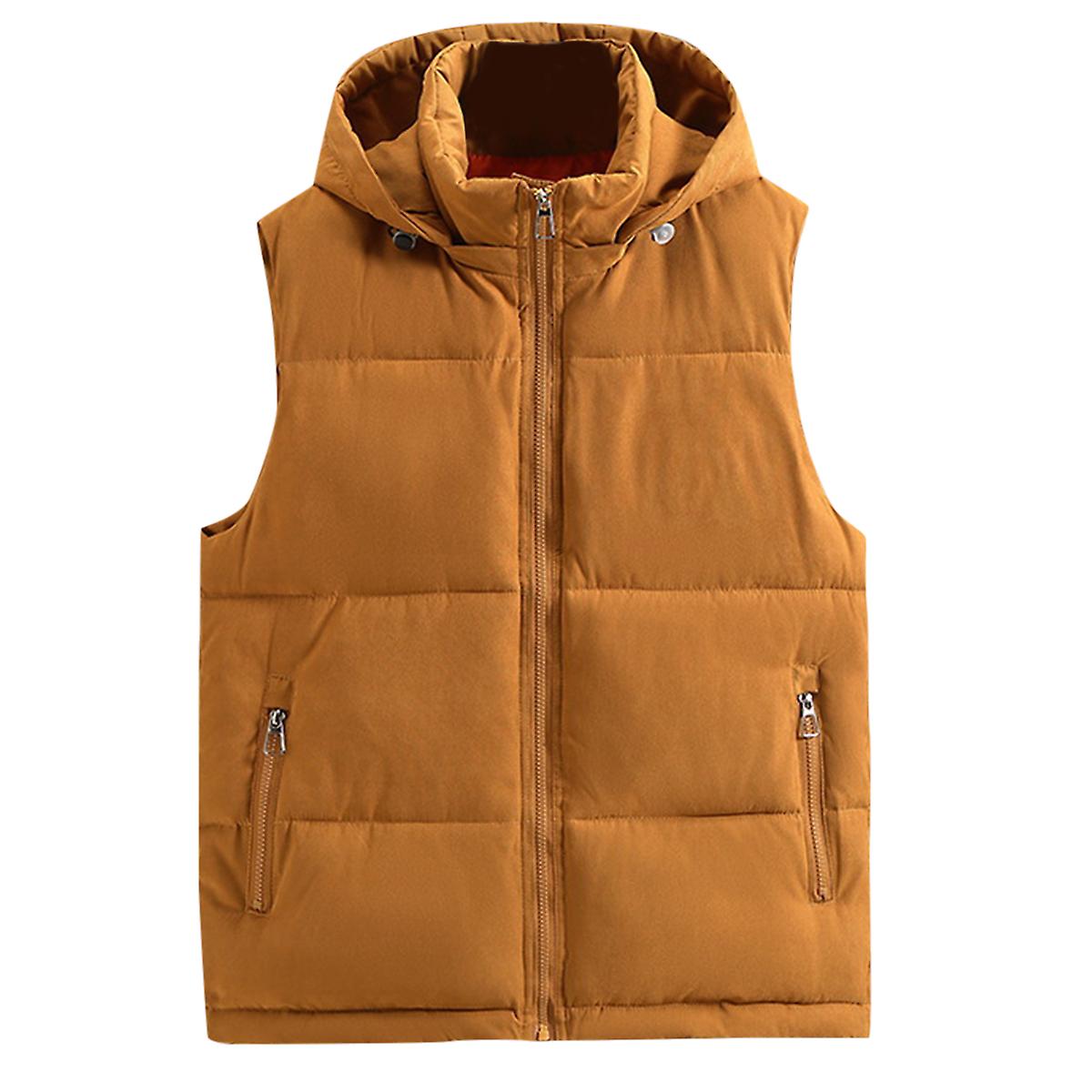 Cloudstyle Men's Casual Loose Solid Colour Hooded Padded Vest