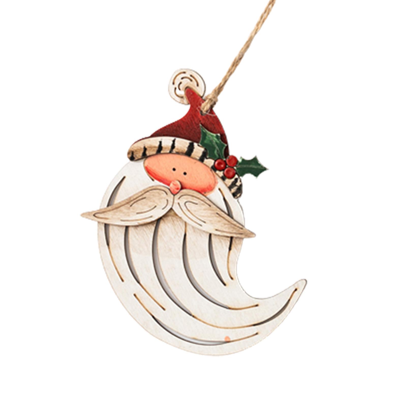 Xmas Christmas Wooden Ornament 4 Types Creative Personalized White Beard Santa Claus For Xmas Tree Crafts Home
