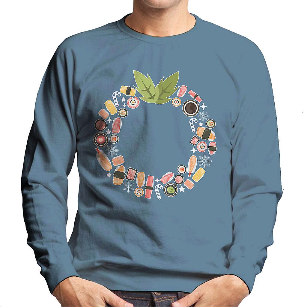 Sushi Karácsonyi koszorú minta férfi ' s Sweatshirt
