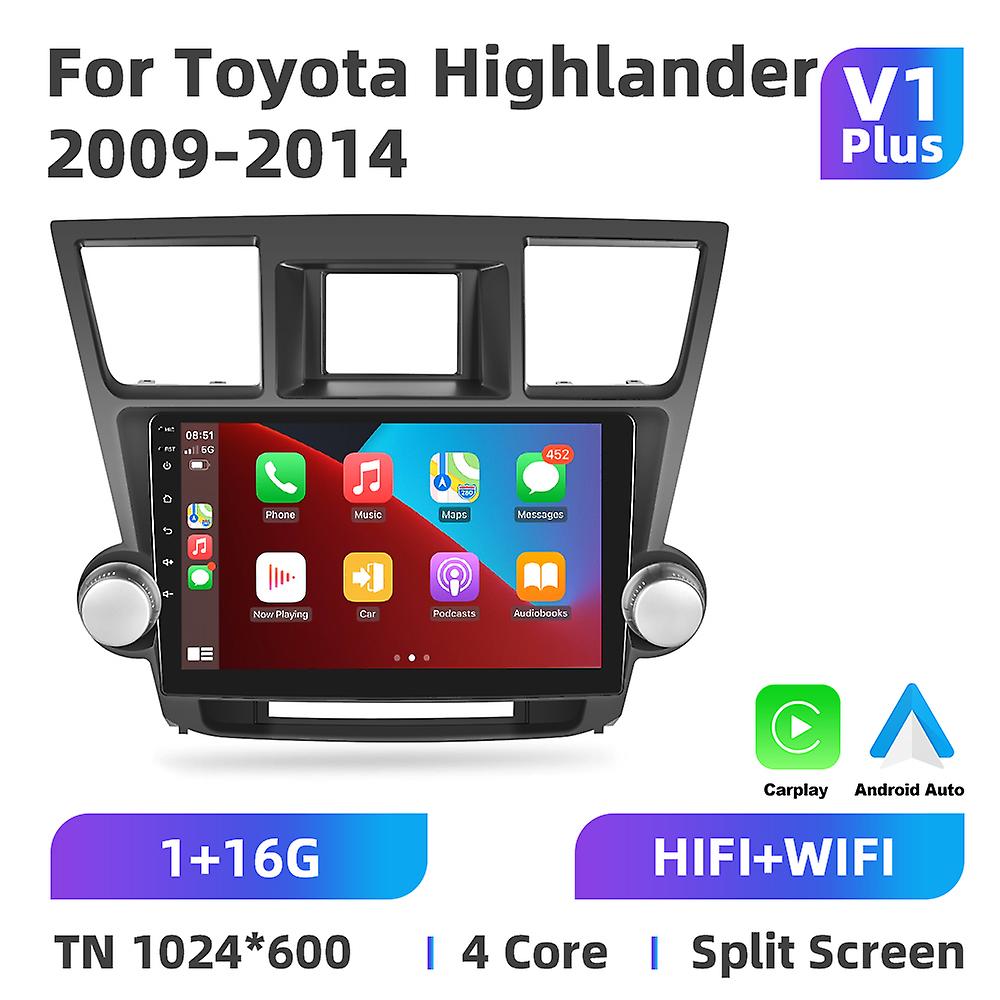 トヨタハイランダー2009-2014マルチメディアビデオプレーヤーGPSナビゲーション4g Wifi Carplay自動DSPのための2din Android 11カーラジオ