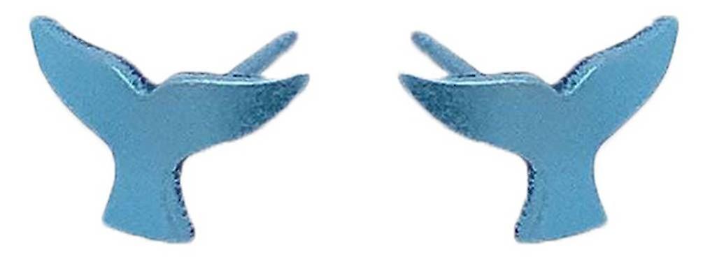 Ti2 Titanium Whale Tail 9mm Stud Earrings - Light Blue