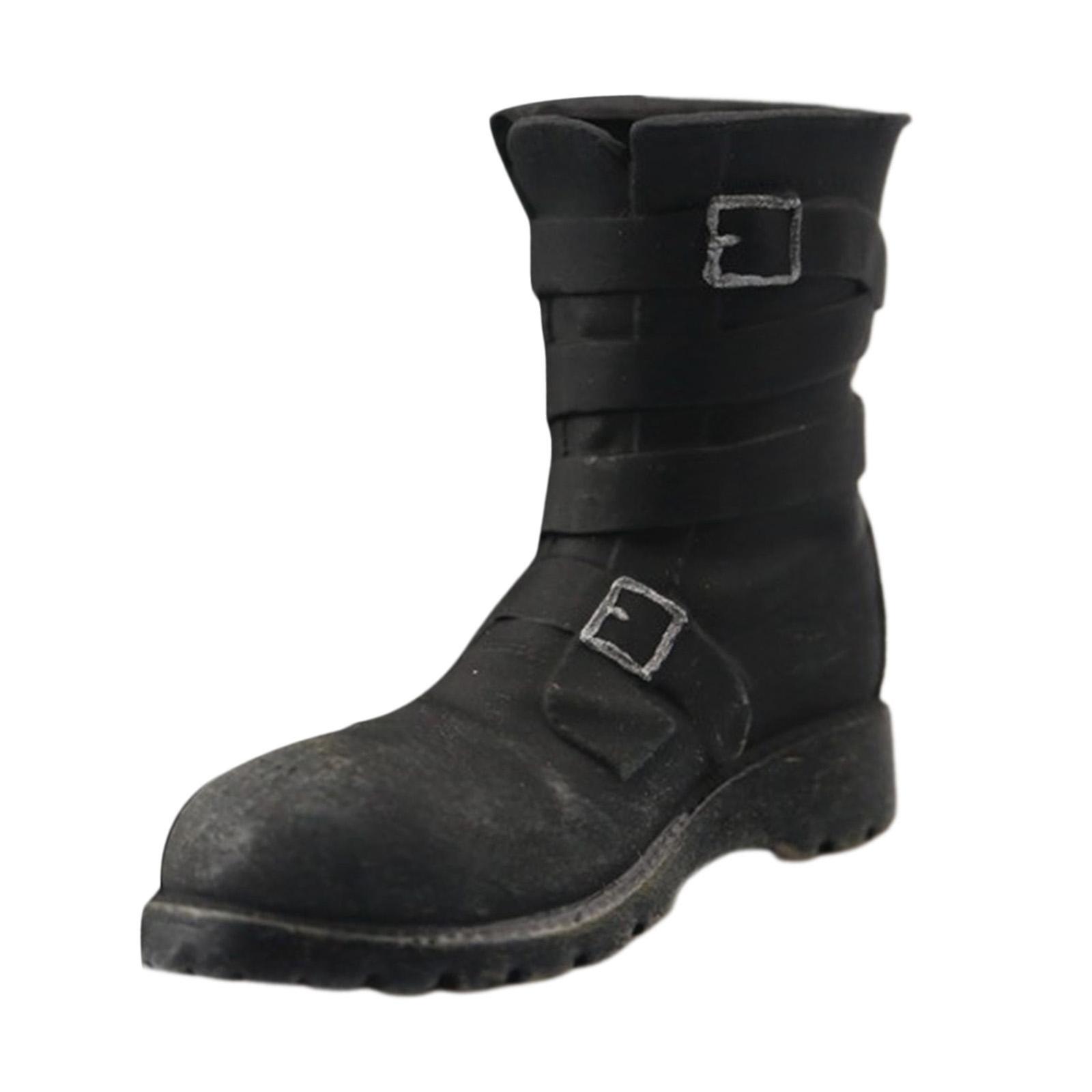 Miniature 1/6 Scale Combat Boots Shoes Model for 12'' Soldier Action Figure Black