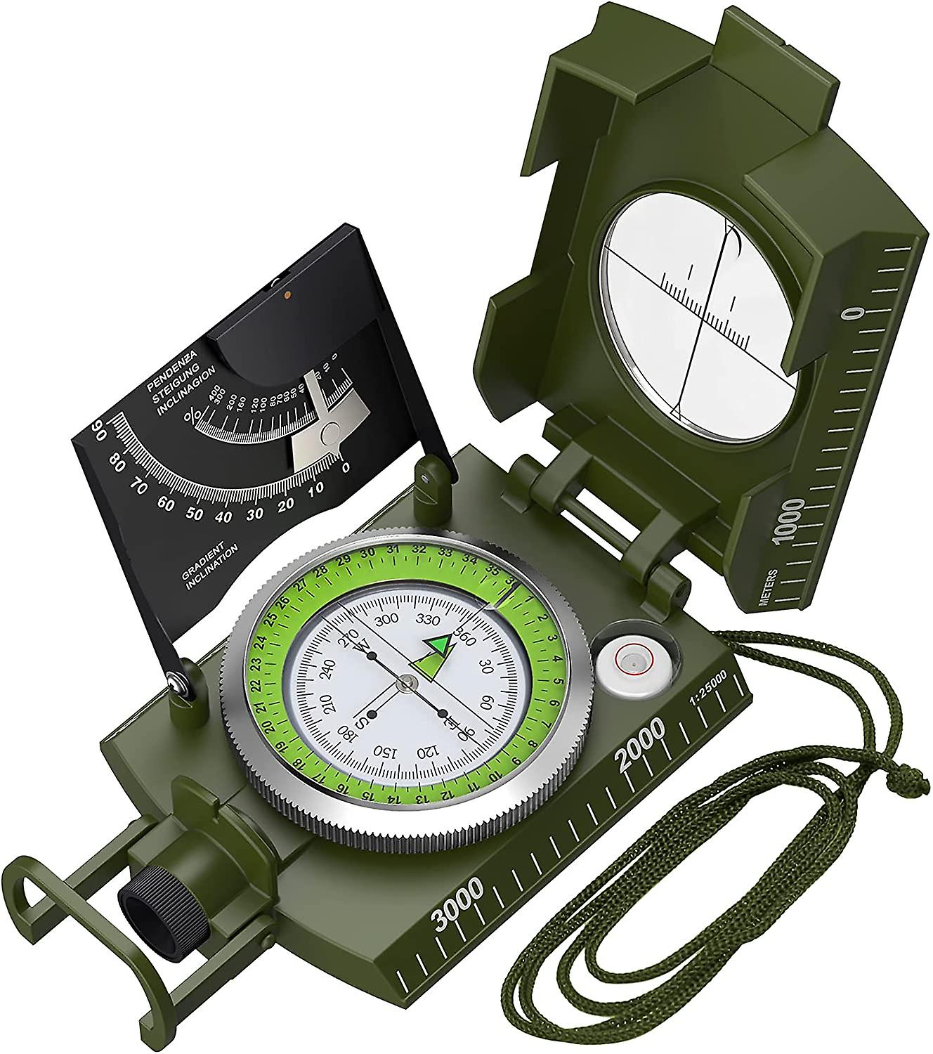 Compass For Hiking With Clinometer Navigation Compass With Fluorescent Scale Waterproof Sighting Compass
